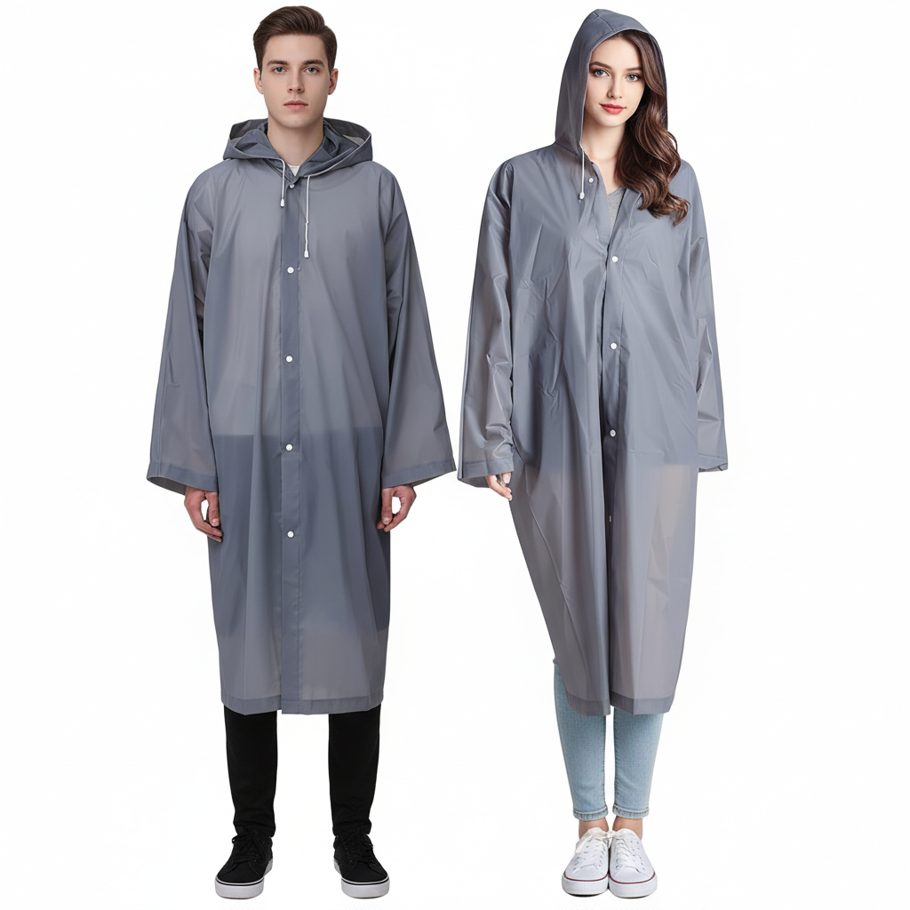 Rain Ponchos for Adults Reusable, 2 Pcs Raincoats Emergency for Women Men with Hood and Drawstring