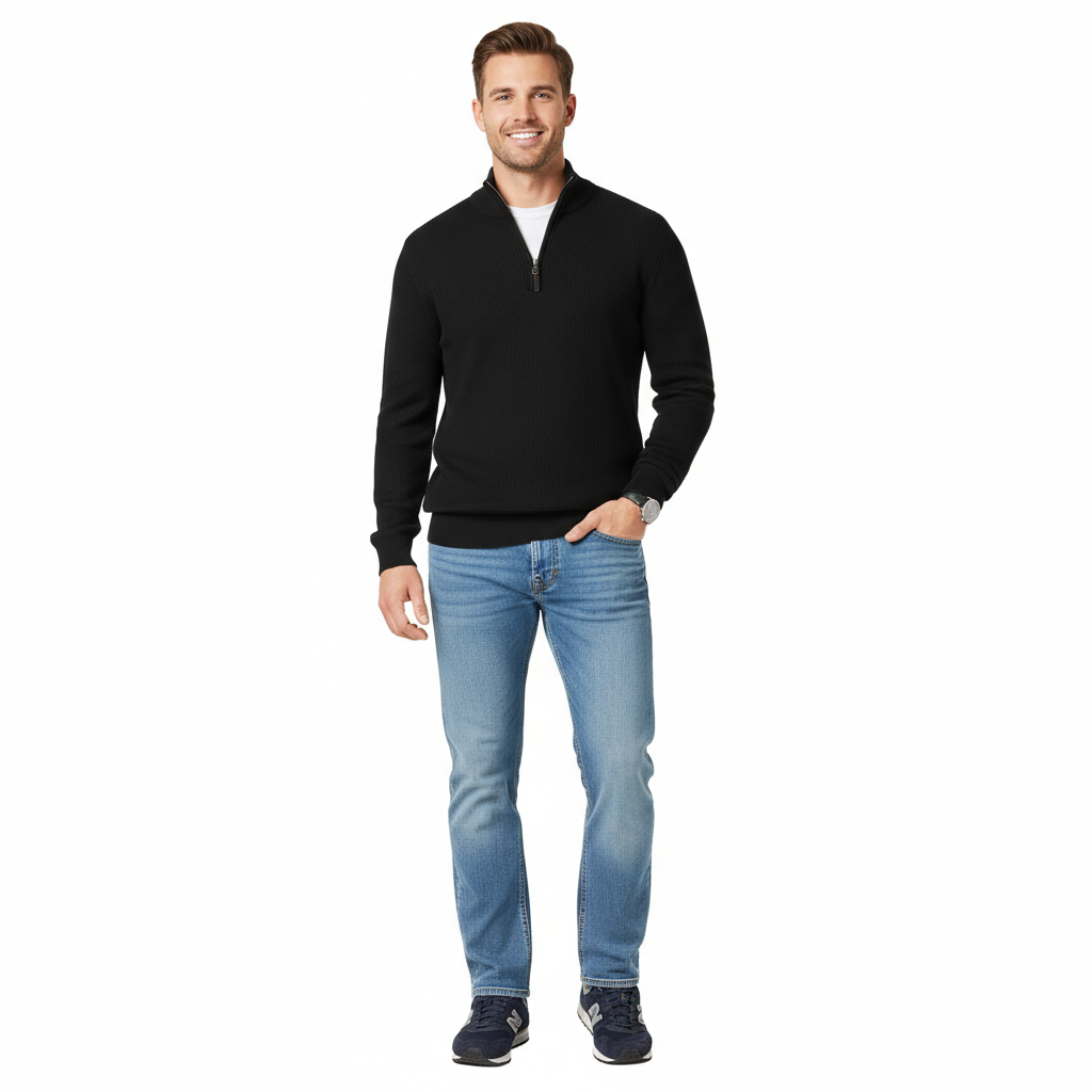 Quarter Zip Long Sleeve Knit Sweater