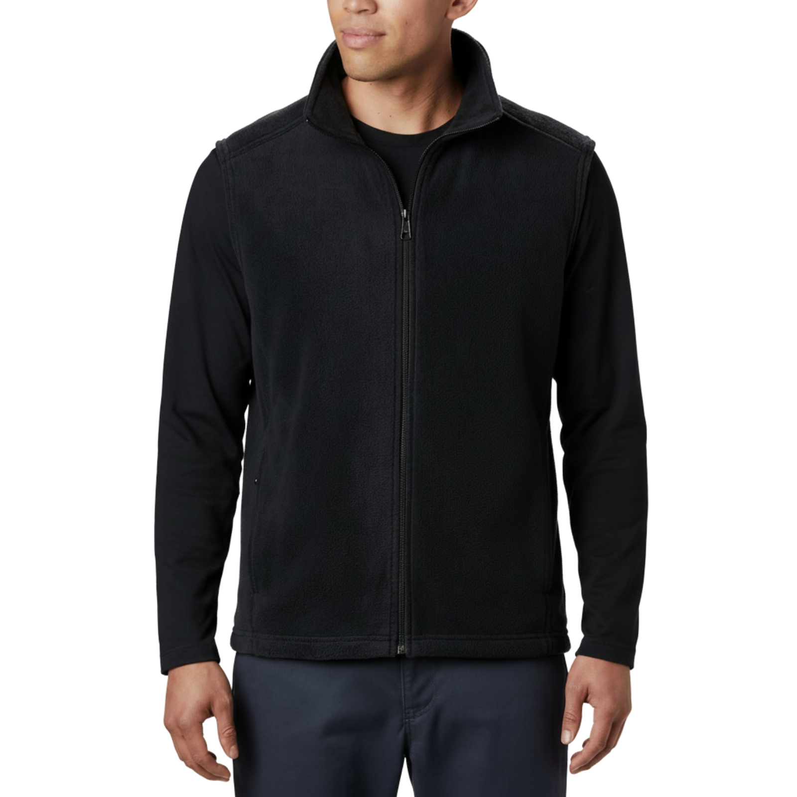 Full Zip Fleece Vest With Zippered Pockets For Men