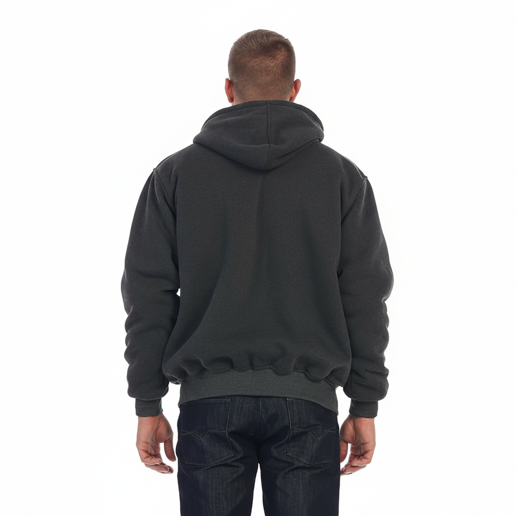 Men Soft Heavyweight Sherpa Lined Fleece Hoodie Jacket