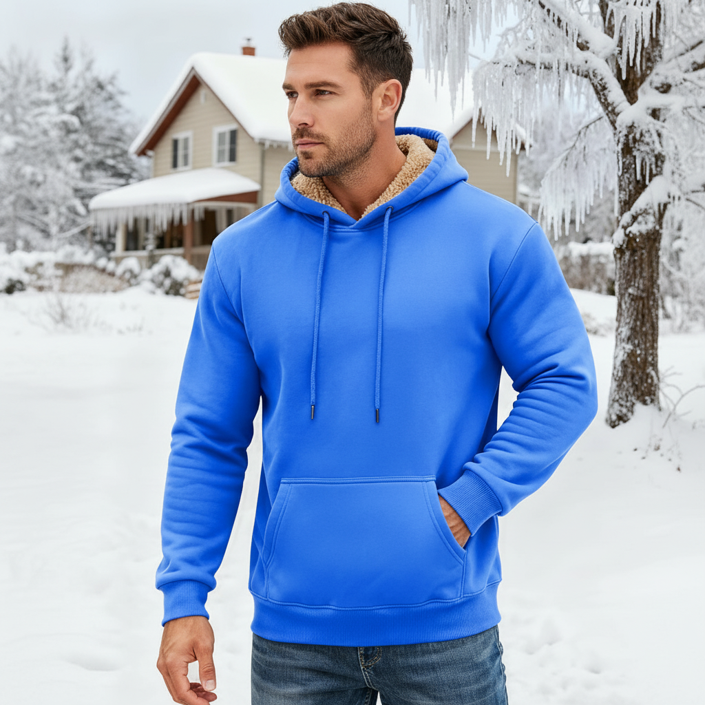 Heavy Sherpa Lined Pullover Hoodie For Men