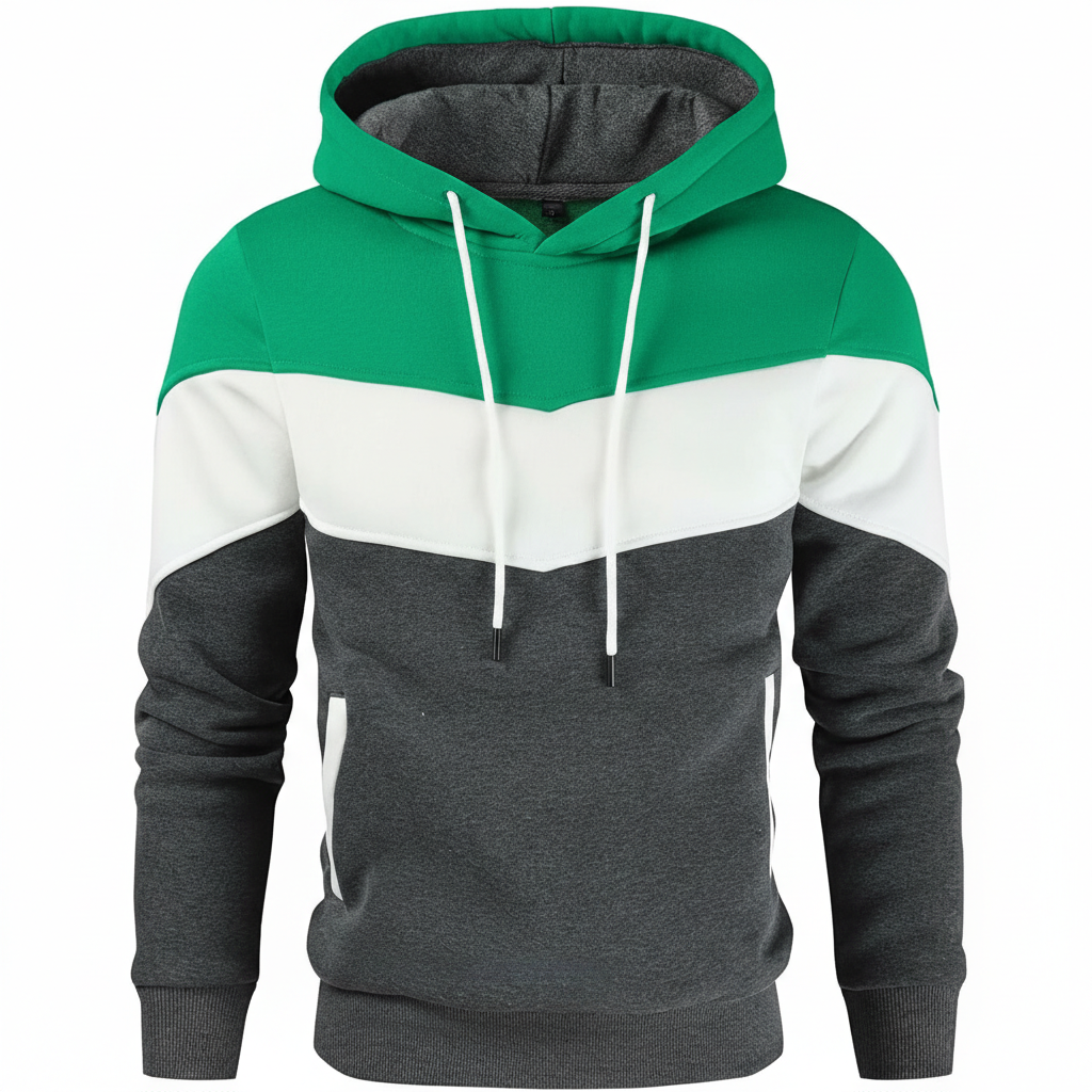 Men Novelty Color Block Pullover Fleece Hoodie Long Sleeve Casual Sweatshirt with Pocket