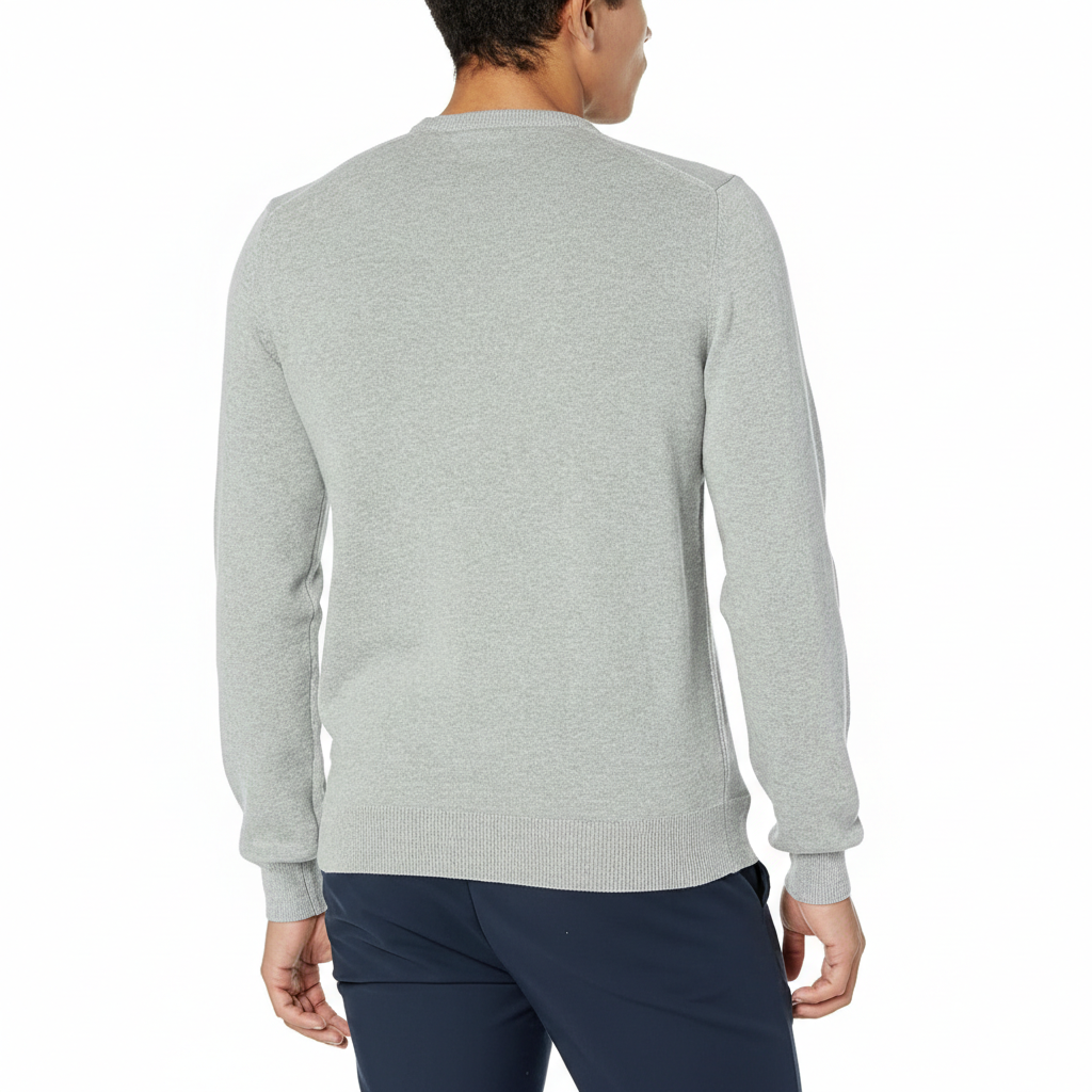 Men's Long-Sleeve Crewneck Sweater, 100% Cotton, Big & Tall Options Available