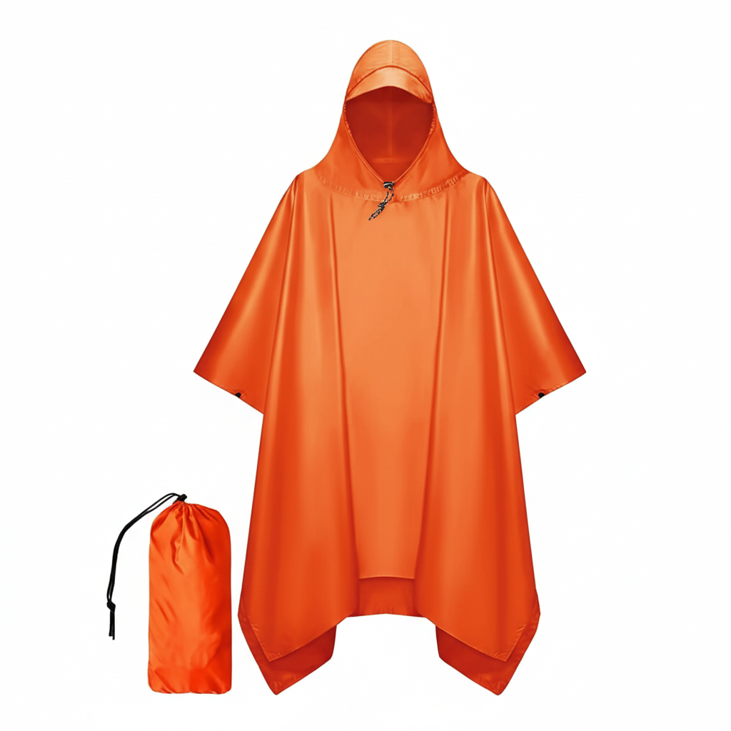 Hooded Rain Poncho Waterproof Raincoat Jacket for Men Women Adults