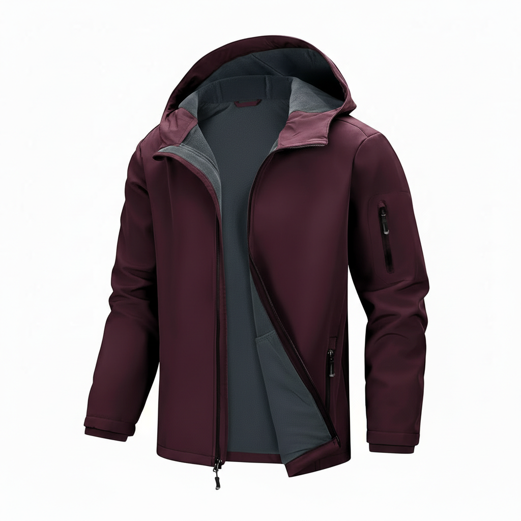 Men Hooded Softshell Jacket Waterproof Lightweight Insulated Windbreaker Fleece Lined Rain Shell Jacket