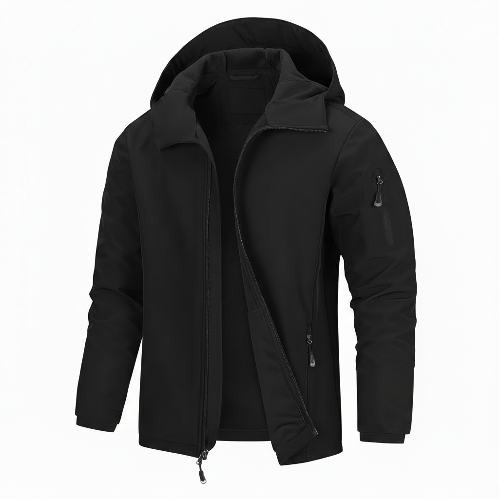 Men Hooded Softshell Jacket Waterproof Lightweight Insulated Windbreaker Fleece Lined Rain Shell Jacket