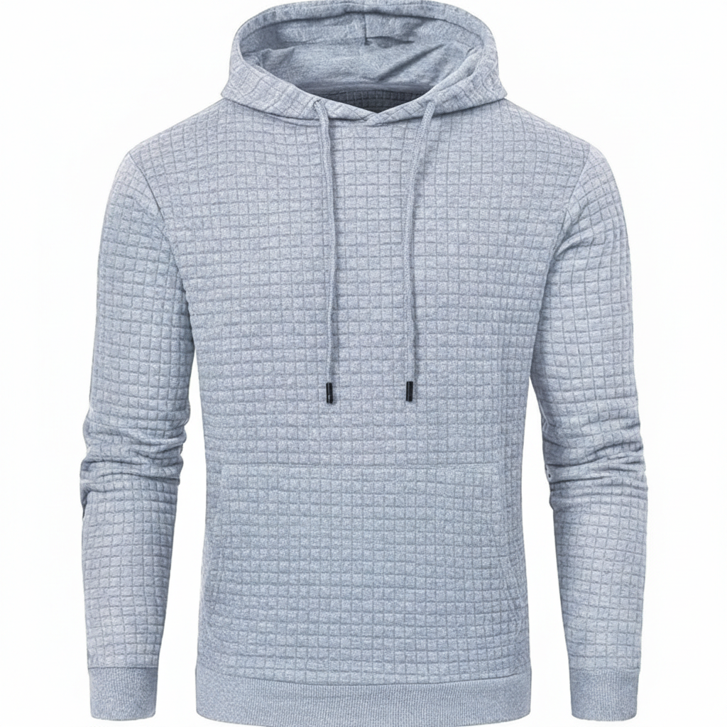 Mens Pullover Hoodies Plaid Jacquard Long Sleeve Drawstring Hipster