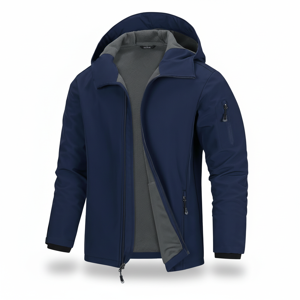 Men Hooded Softshell Jacket Waterproof Lightweight Insulated Windbreaker Fleece Lined Rain Shell Jacket