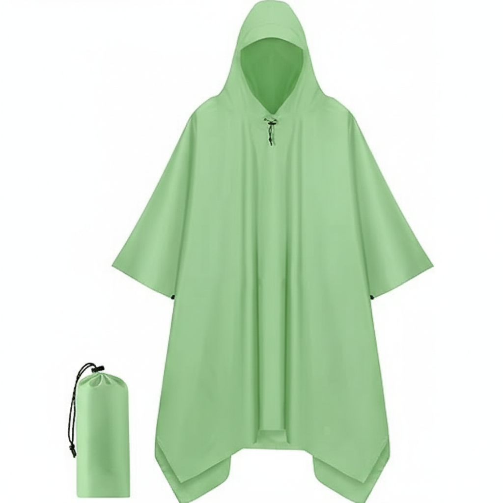 Hooded Rain Poncho Waterproof Raincoat Jacket for Men Women Adults