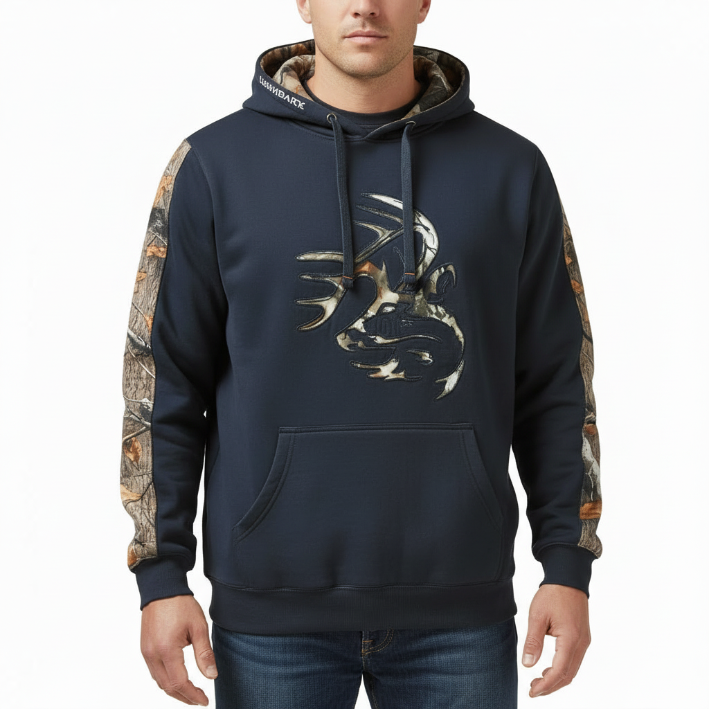 Deer Graphic Printed Pullover Hoodie For Men