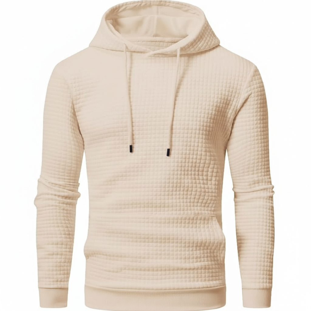 Mens Pullover Hoodies Plaid Jacquard Long Sleeve Drawstring Hipster