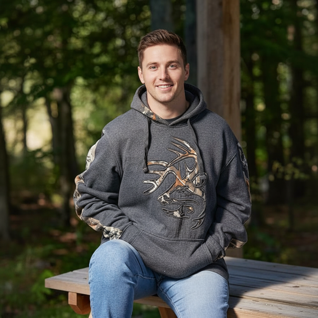 Deer Graphic Printed Pullover Hoodie For Men