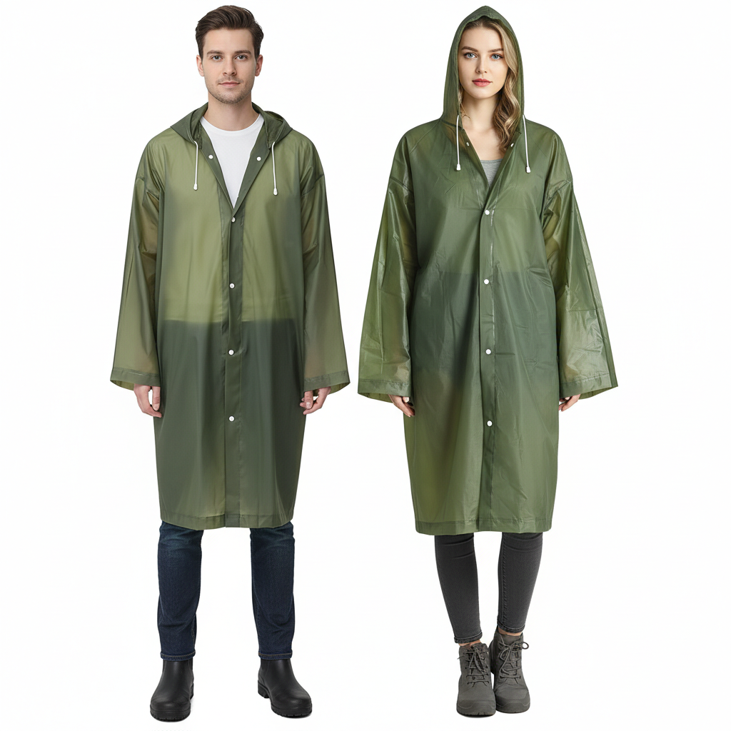 Rain Ponchos for Adults Reusable, 2 Pcs Raincoats Emergency for Women Men with Hood and Drawstring
