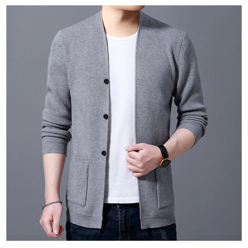 Men's Solid Slim Fit Cardigan Jacket