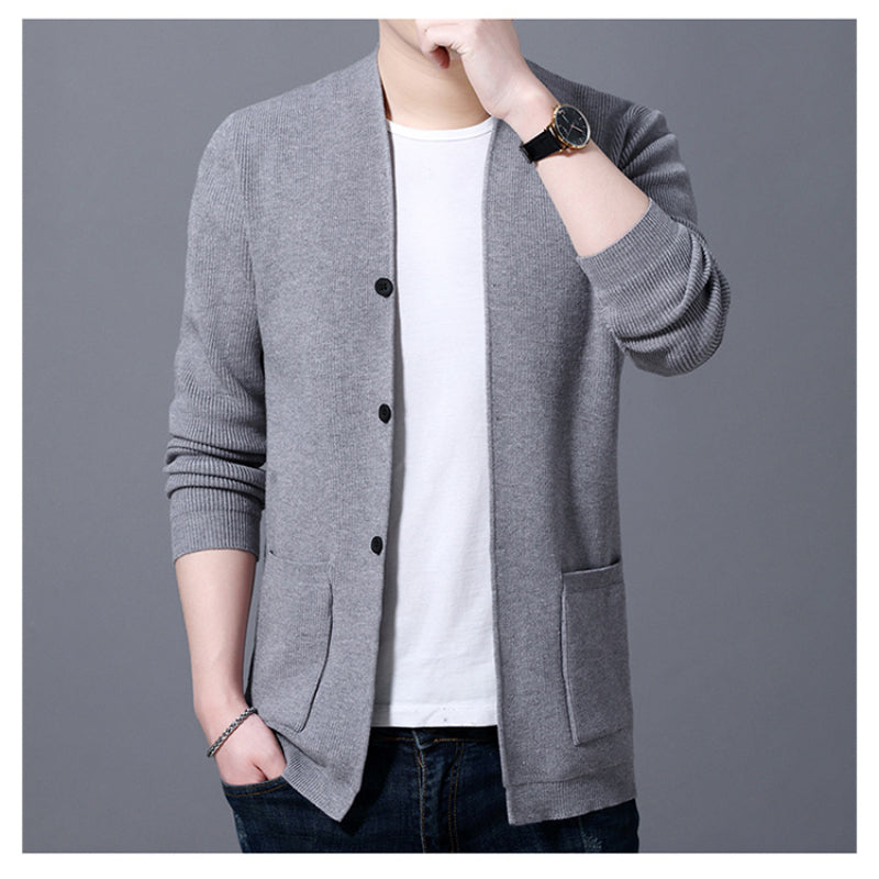 Men's Solid Slim Fit Cardigan Jacket