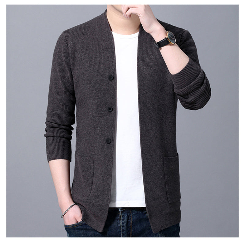 Men's Solid Slim Fit Cardigan Jacket