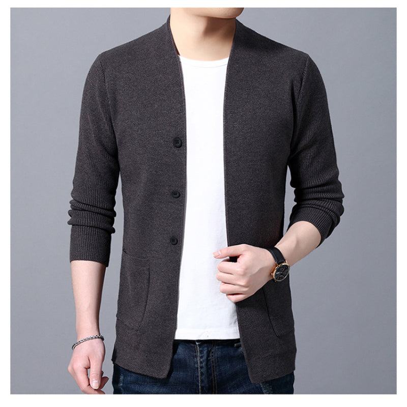 Men's Solid Slim Fit Cardigan Jacket