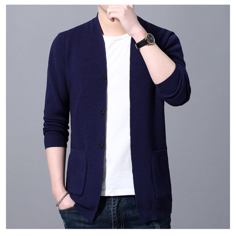 Men's Solid Slim Fit Cardigan Jacket