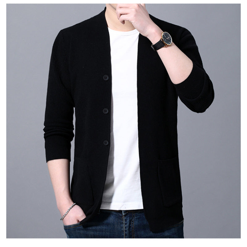 Men's Solid Slim Fit Cardigan Jacket