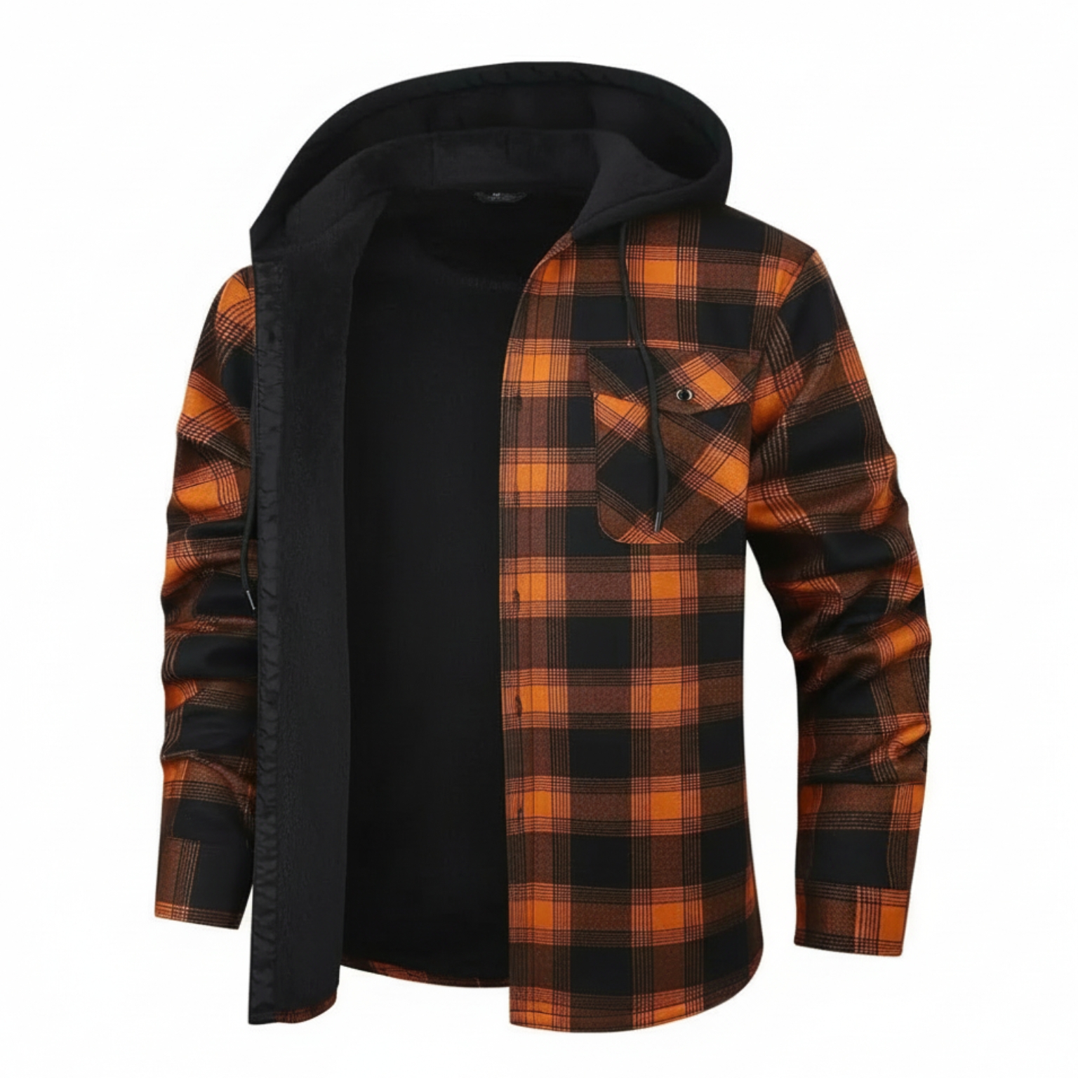Thermal Flannel Plaid Winter Jacket With Pockets For Men