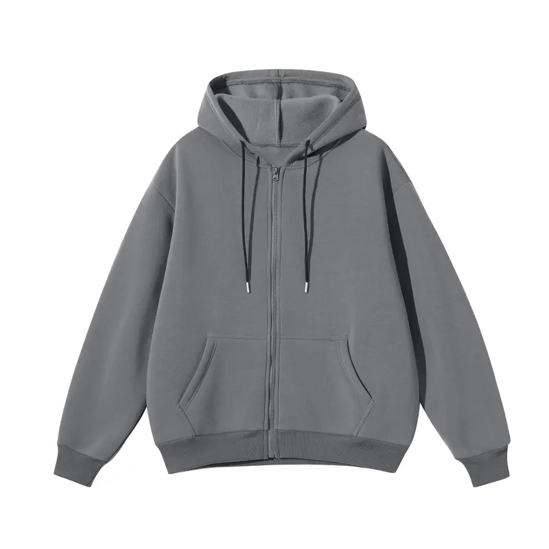 Pack Of 2 Full Zip Hoodies Loose Fit Cotton Sweatshirts With Pockets For Men