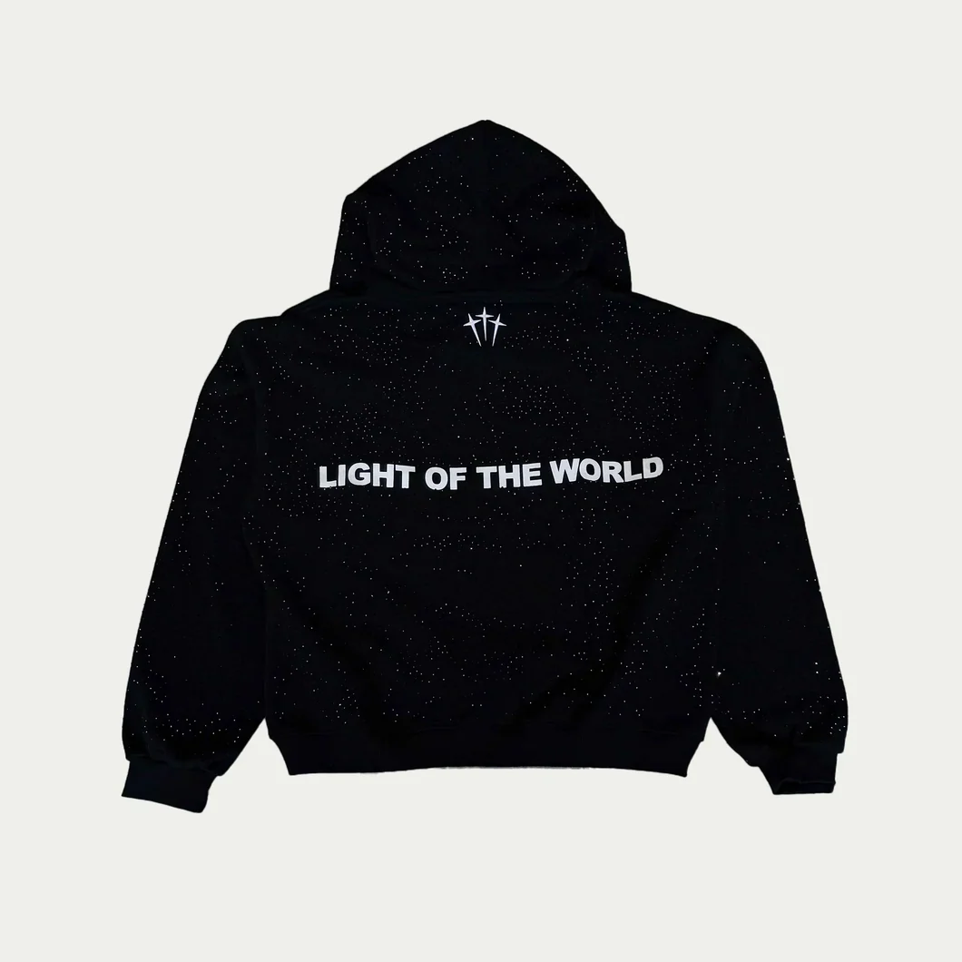 Jesus Is The Light Rhinestone Christian Pullover Hoodie For Men And Women