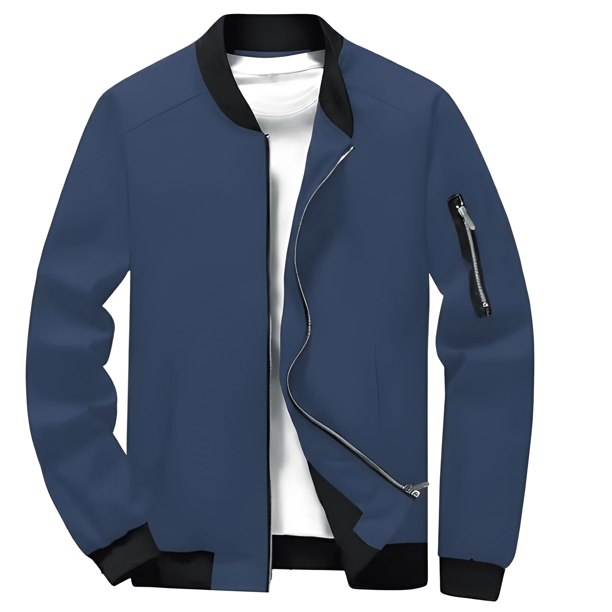 Jacket For Men With Zipper Front And Stand Collar