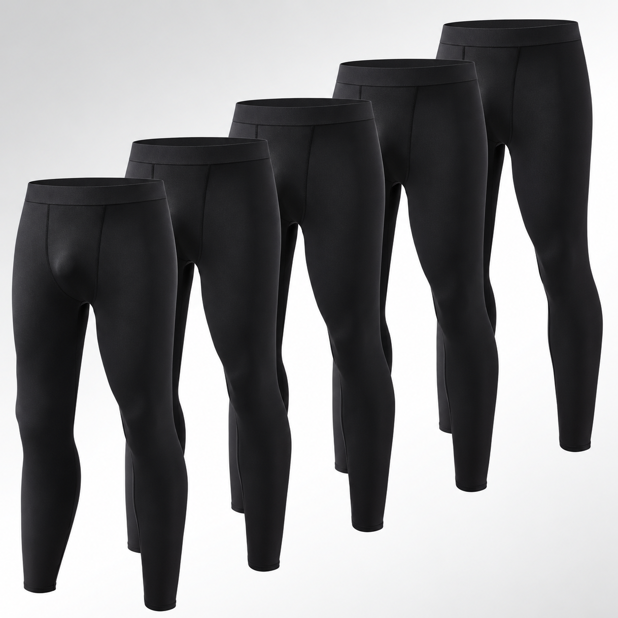 Pack of 5 Fleece Lined Thermal Compression Pants for Men