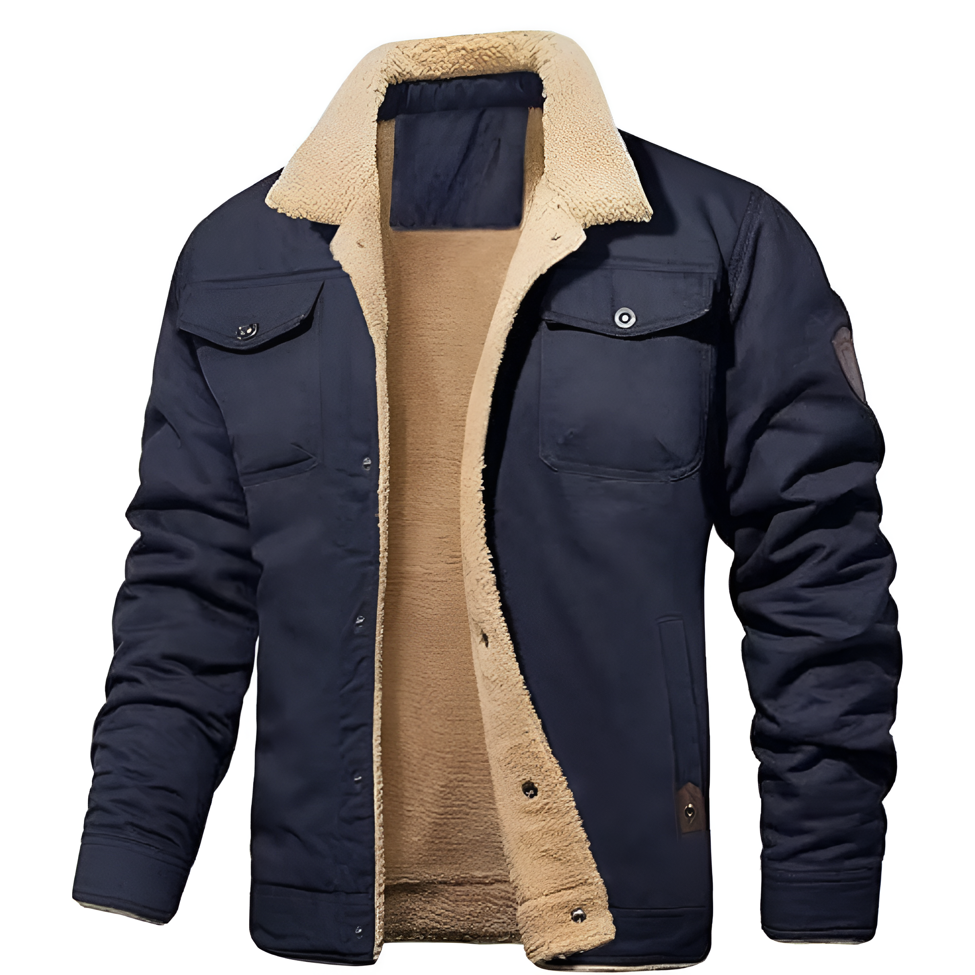 Warm Sherpa Lined Winter Trucker Coat With Pockets For Men