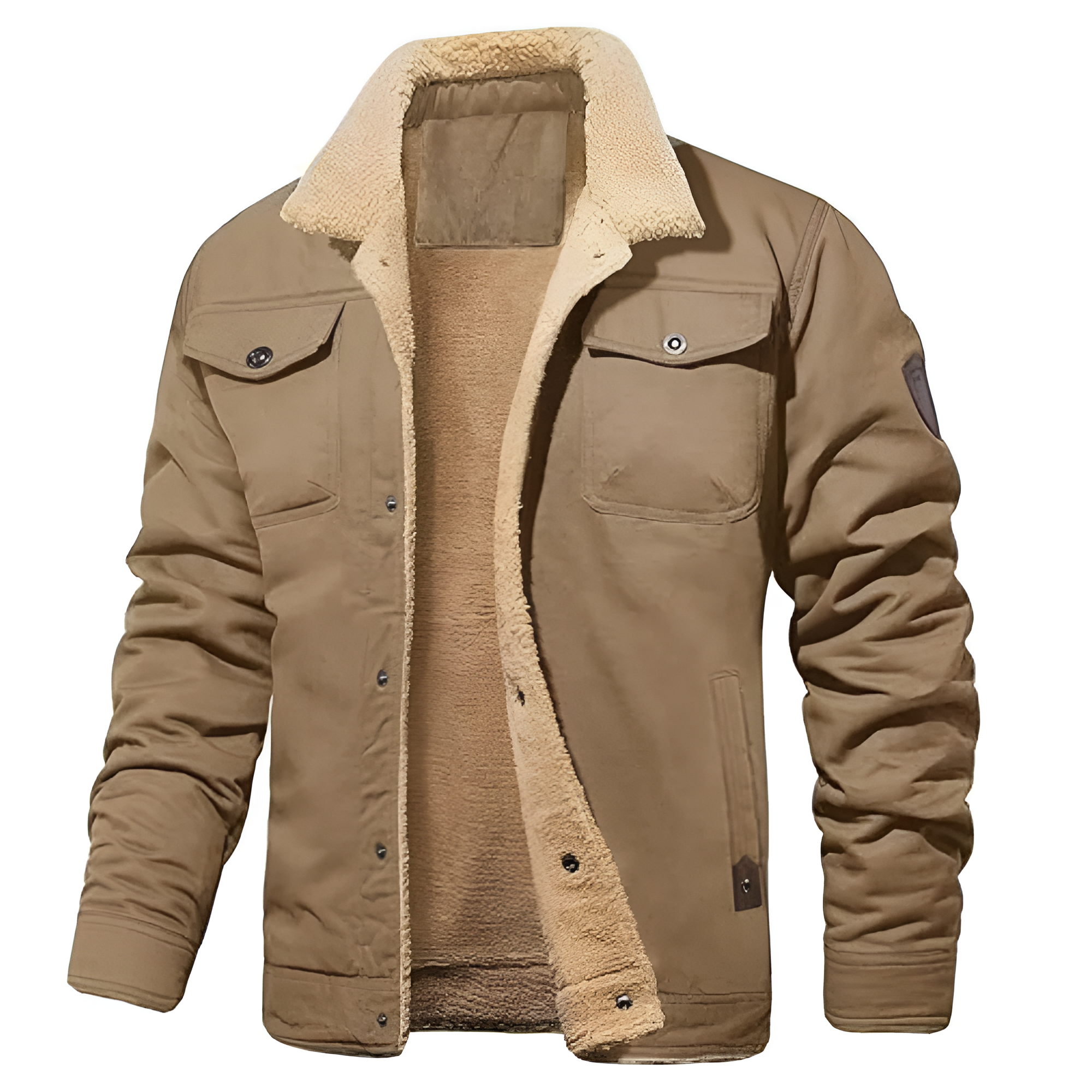 Warm Sherpa Lined Winter Trucker Coat With Pockets For Men