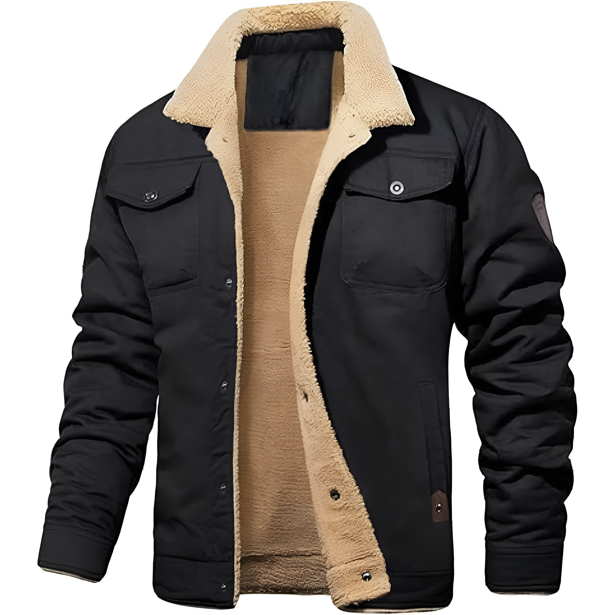 Warm Sherpa Lined Winter Trucker Coat With Pockets For Men