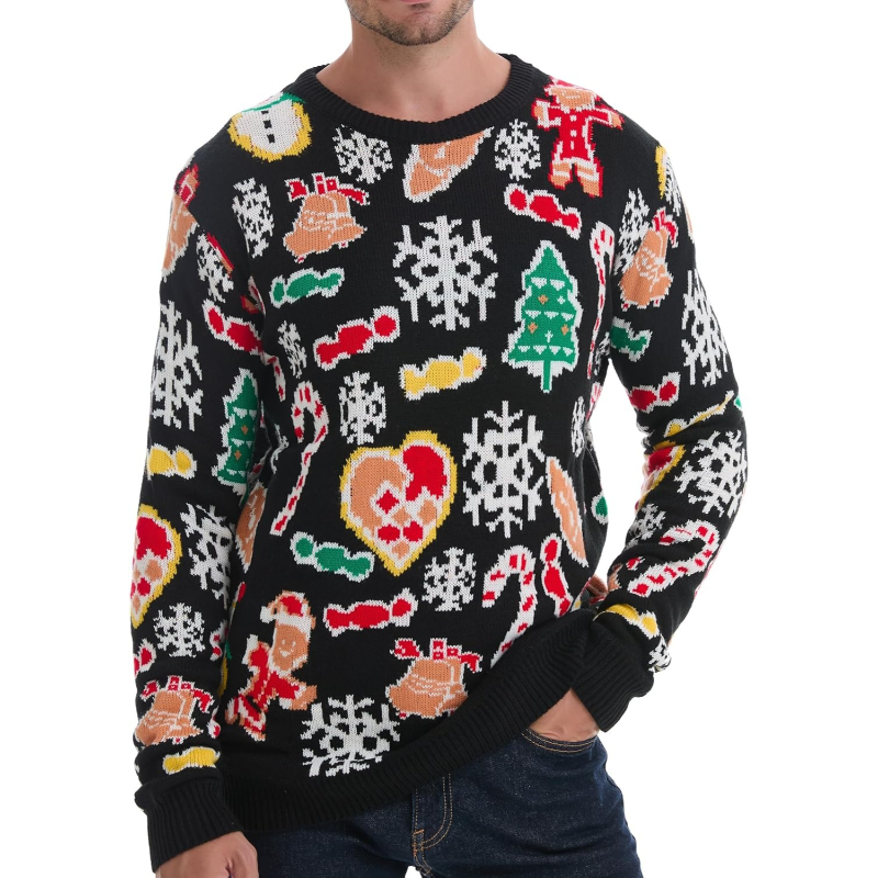 Men's Holiday Reindeer Snowman Santa Snowflakes Sweater