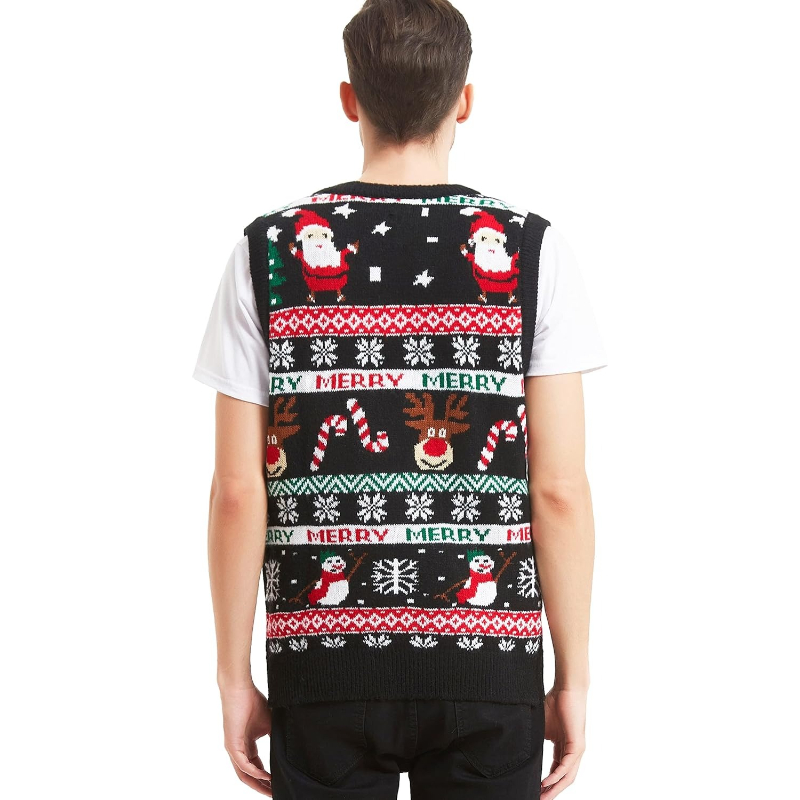 Men's Holiday Reindeer Snowman Santa Snowflakes Sweater