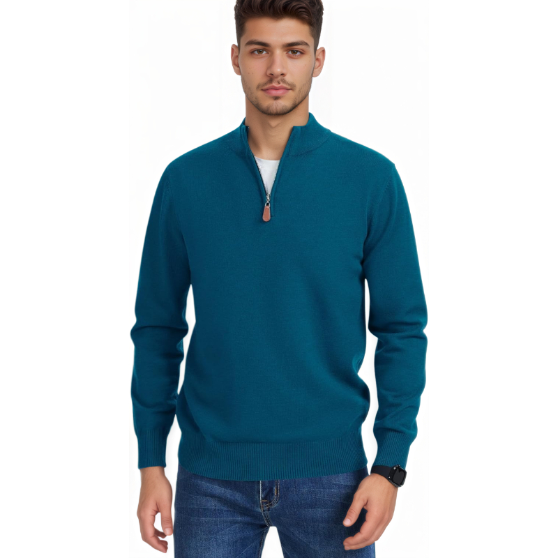 Quarter Zip Sweaters Slim Fit Long Sleeve Knitted Pullover Mock Neck Business Casual Dress Sweater