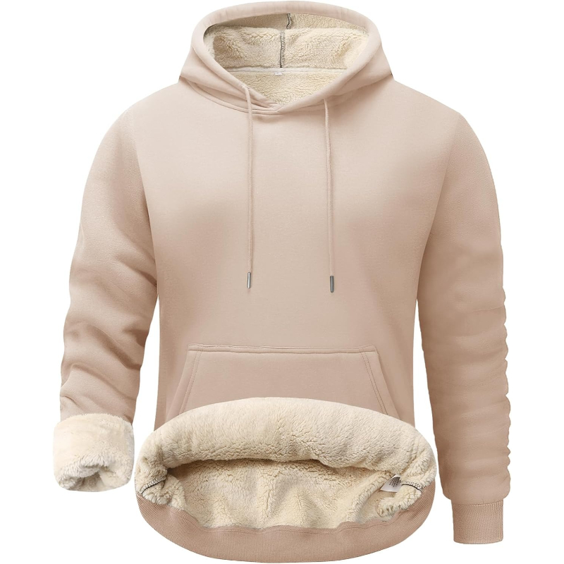 Men's Casual Fleece Sherpa Lined Hoodie Winter Warm Pullover Hooded Sweatshirt