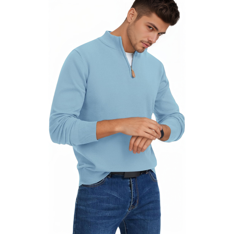 Quarter Zip Sweaters Slim Fit Long Sleeve Knitted Pullover Mock Neck Business Casual Dress Sweater