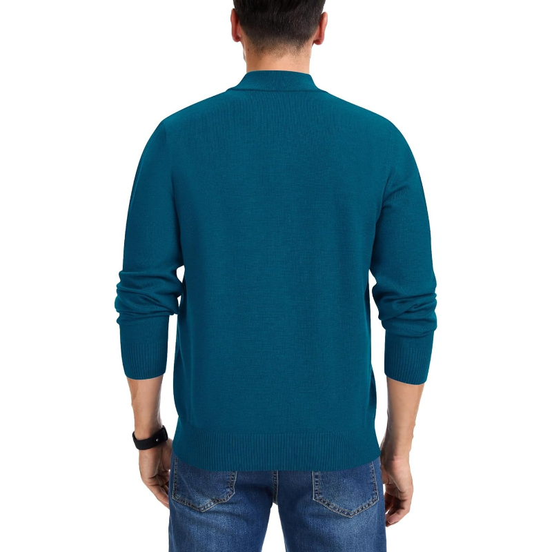 Quarter Zip Sweaters Slim Fit Long Sleeve Knitted Pullover Mock Neck Business Casual Dress Sweater