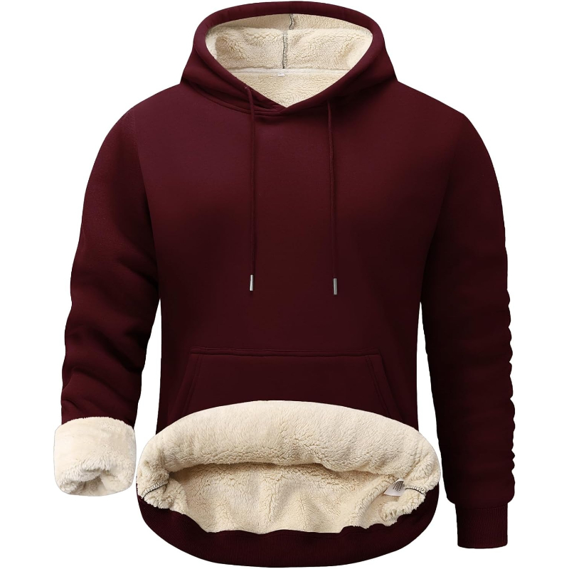 Men's Casual Fleece Sherpa Lined Hoodie Winter Warm Pullover Hooded Sweatshirt