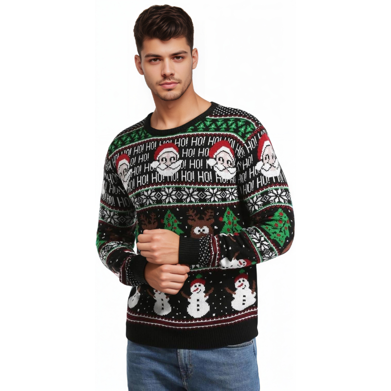 Men's Holiday Reindeer Snowman Santa Snowflakes Sweater