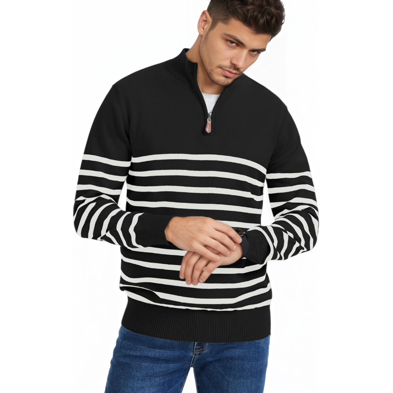 Quarter Zip Sweaters Slim Fit Long Sleeve Knitted Pullover Mock Neck Business Casual Dress Sweater
