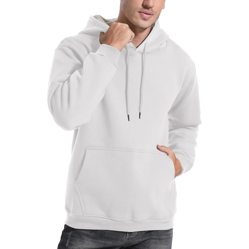 Men's Casual Fleece Sherpa Lined Hoodie Winter Warm Pullover Hooded Sweatshirt