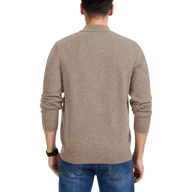 Quarter Zip Sweaters Slim Fit Long Sleeve Knitted Pullover Mock Neck Business Casual Dress Sweater