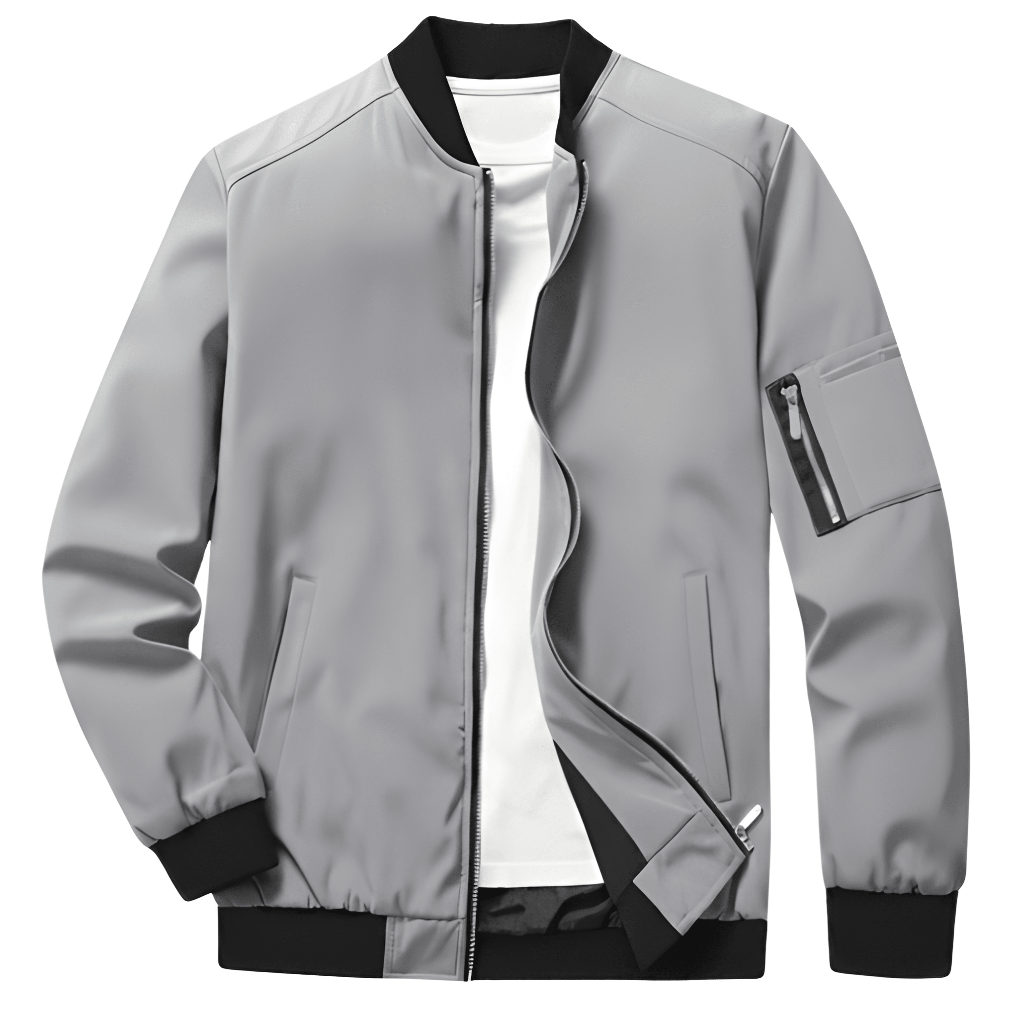 Jacket For Men With Zipper Front And Stand Collar