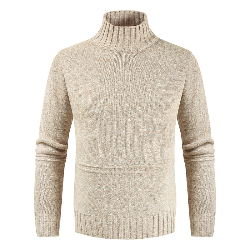 Men's Turtleneck Solid Knitted Cardigan
