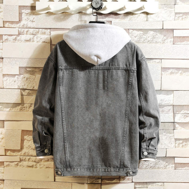 Men's Solid Hooded Denim Jacket