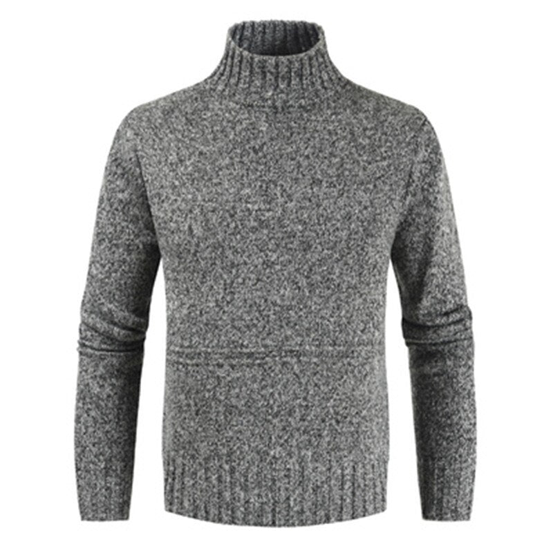 Men's Turtleneck Solid Knitted Cardigan