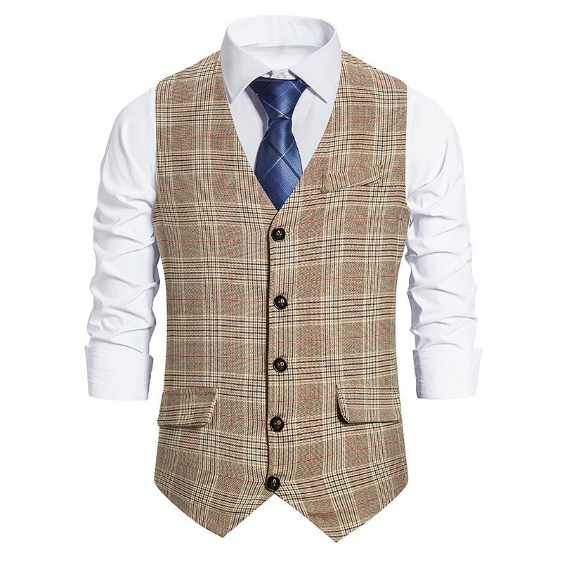 Men's Formal Plaid Suit Vest