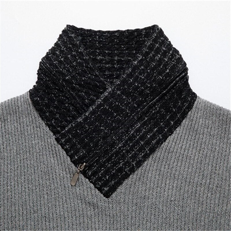 Men's Turtleneck Slim Fit Patchwork Pullover