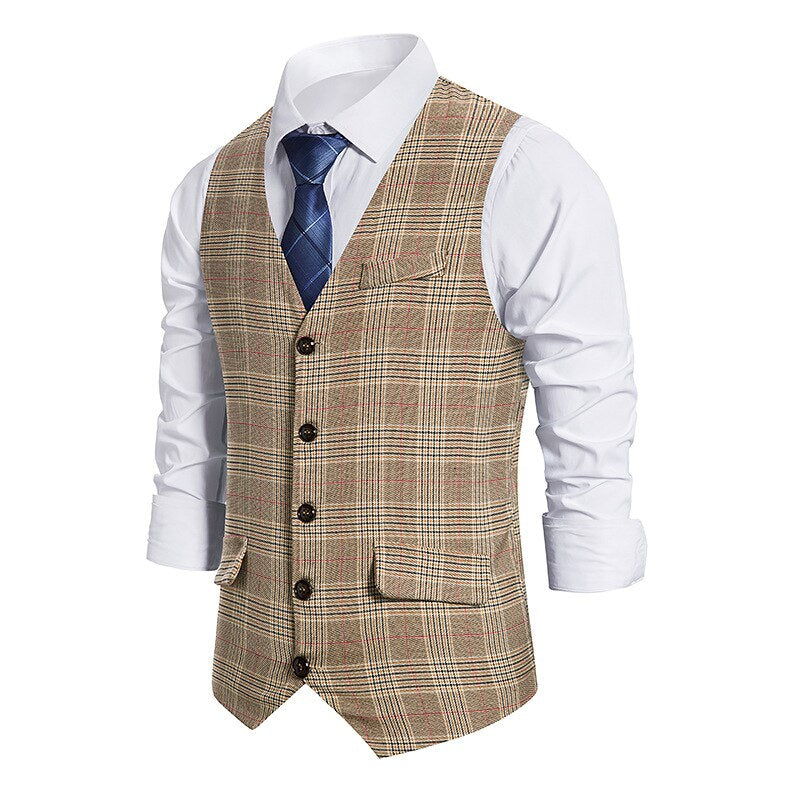 Men's Formal Plaid Suit Vest