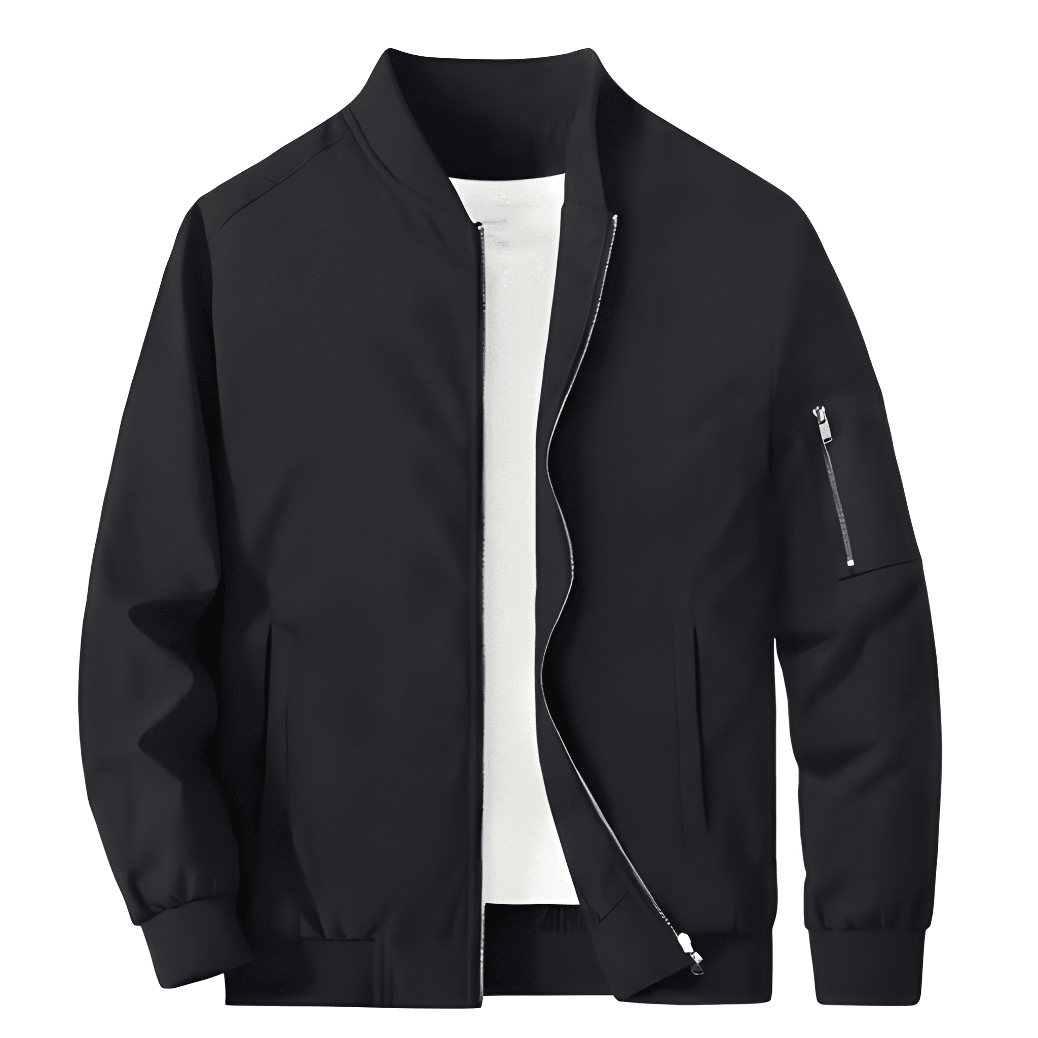 Jacket For Men With Zipper Front And Stand Collar
